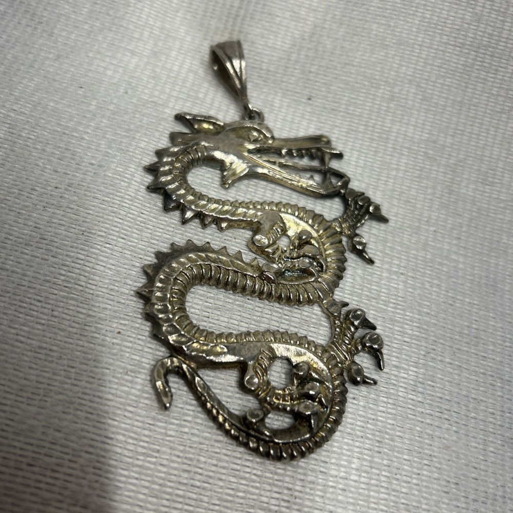 Silver Toned Dragon Pendant